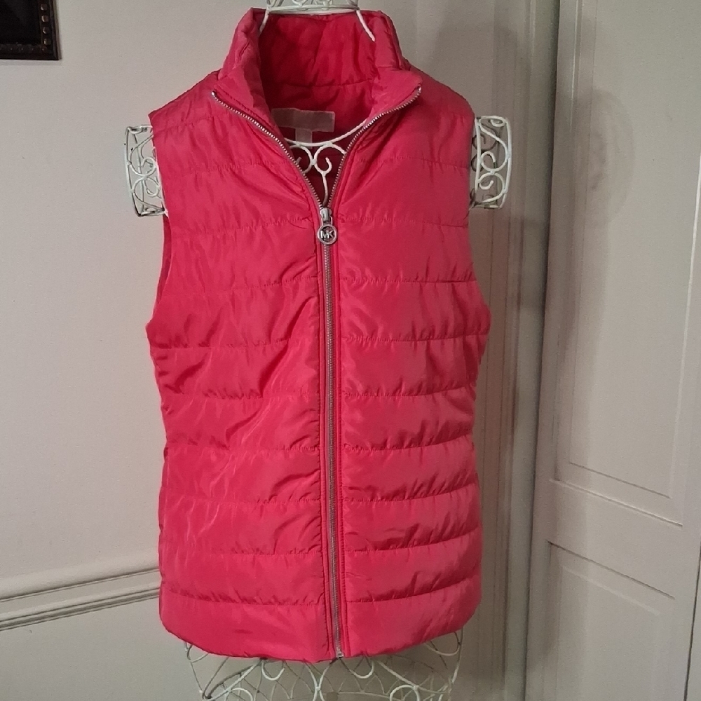 MICHAEL Michael Kors Red Puffer Vest with Beige Tag